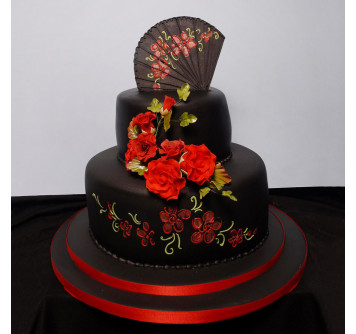 Свадебный торт с японской росписью и веером