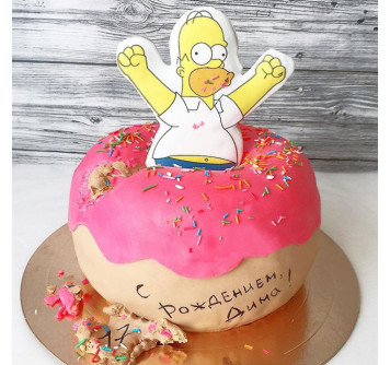 Торт в виде пончика с Гомером Симсоном