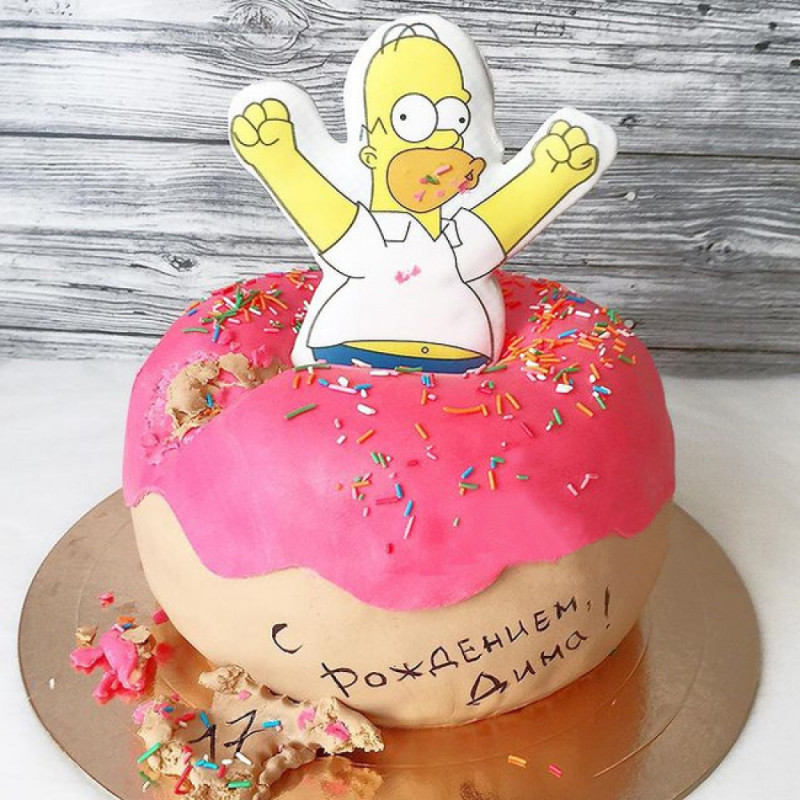 Торт в виде пончика с Гомером Симсоном
