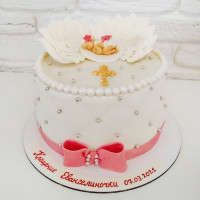 Торт на крестины с крестиком и младенцем