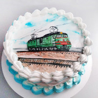 Торт поезд из крема