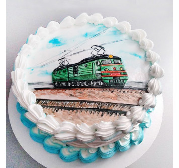 Торт поезд из крема