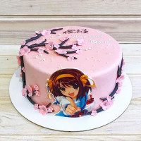 Торт Аниме и веточка сакуры