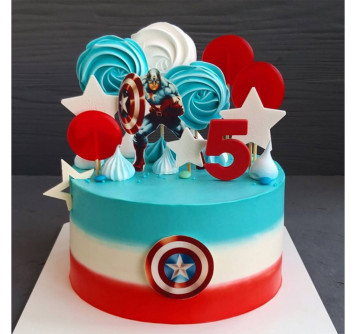 Торт Капитан Америка на 5 лет