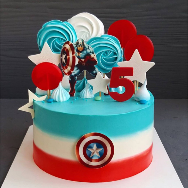 Торт Капитан Америка на 5 лет