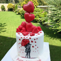 Торт свадебный с сердечками