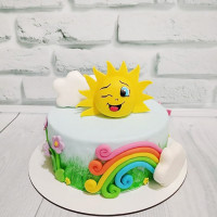 Торт с солнышком и радугой