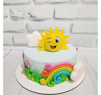 Торт с солнышком и радугой