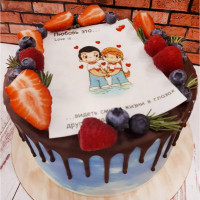 Торт на 14 февраля с фотопечатью