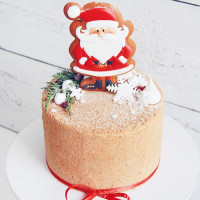Торт без мастики на Новый год с Дедом Морозом
