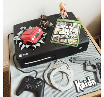 Торт приставка xBox и игра GTA