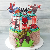 Двухъярусный торт Супермен, Хал, Спайдермен