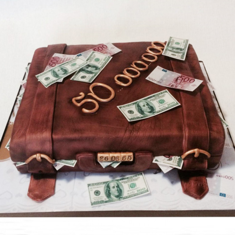 Торт чемодан с деньгами на юбилей