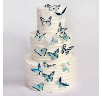 Свадебный торт с бабочками без мастики