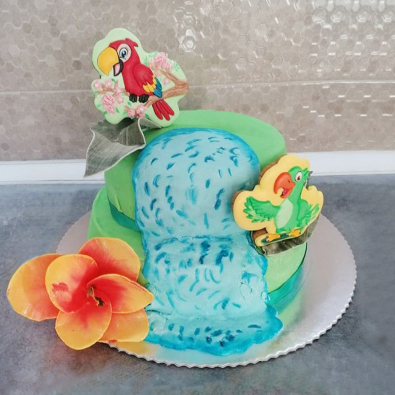 Торт с попугайчиками на свадьбу