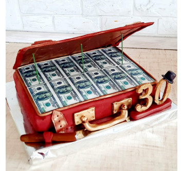 Торт открытый чемодан с деньгами