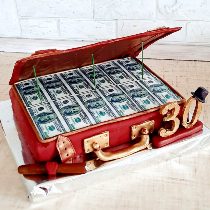 Торт открытый чемодан с деньгами