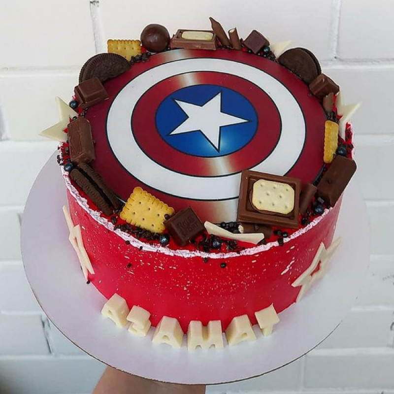 Торт со знаком Капитан Америка
