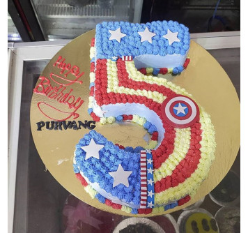 Торт цифра 5 Капитан Америка