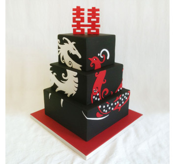 Черный торт Китайский дракон и Феникс