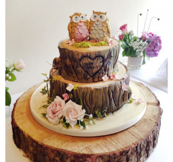 Торт на деревянную свадьбу с совами