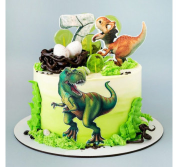 Торт с динозаврами для мальчика 7 лет