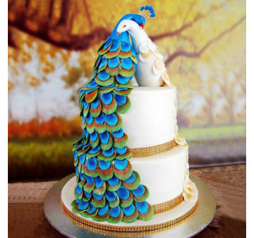 Свадебный торт «Павлинья пара»