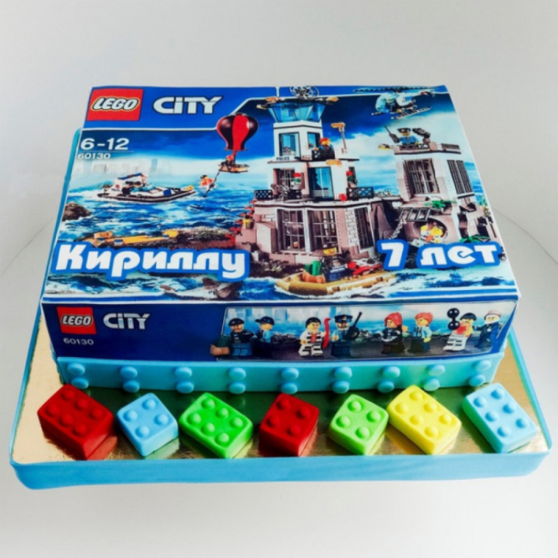 Торт коробка Lego City