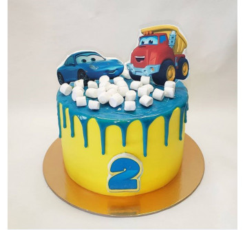 Торт с машинками на второй день рождения