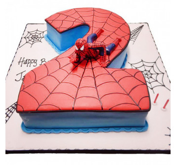 Торт цифра с человеком пауком