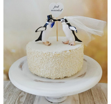 Одноярусный торт с пингвинами