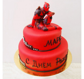 Двухъярусный торт Deadpool