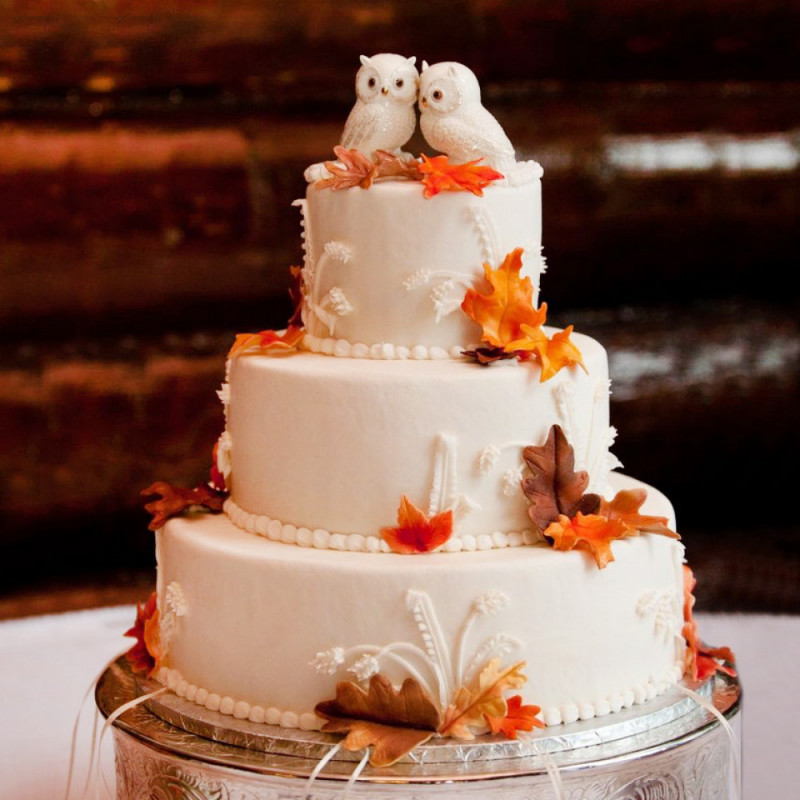 Классический торт на свадьбу с совами