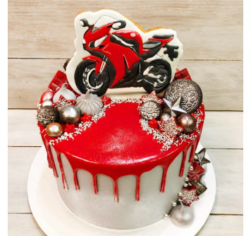Торт с мотоциклом для мальчика