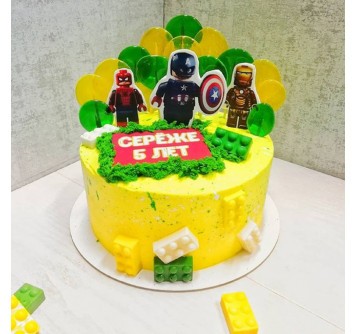 Детский торт Супергерои в стиле Лего Сити