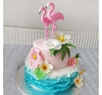 Свадебный торт с фламинго