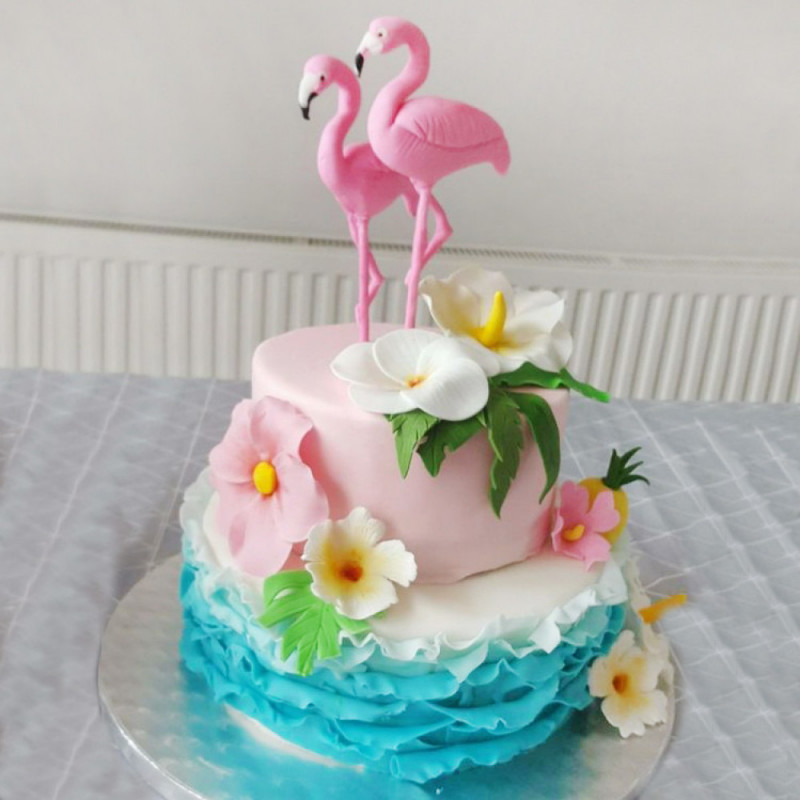 Свадебный торт с фламинго