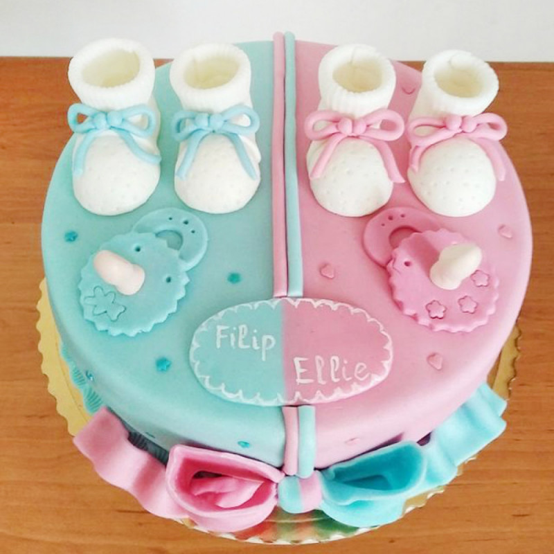 Торт для близнецов мальчика и девочки