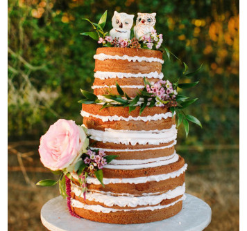 Свадебный торт с совами без мастики