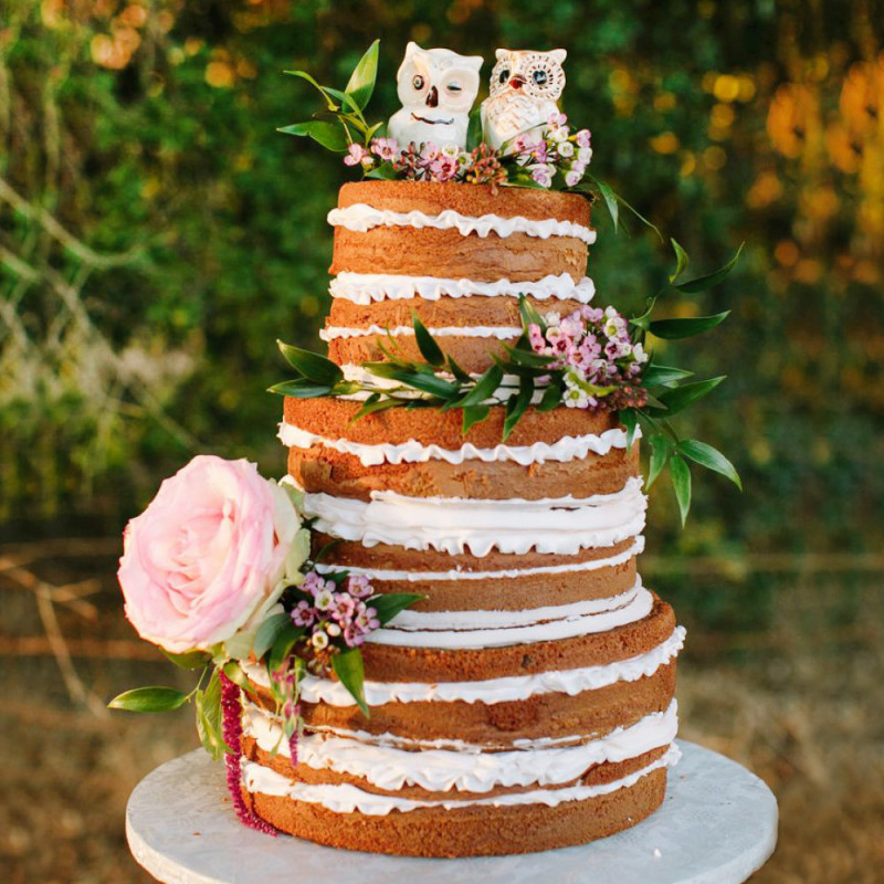 Свадебный торт с совами без мастики