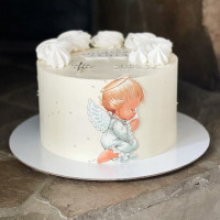 Безмастичный торт на крещение девочки