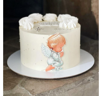 Безмастичный торт на крещение девочки