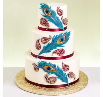 Торт на свадьбу в стиле «павлинье перо»