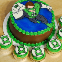 Торт и капкейки супергерой Зеленый Фонарь