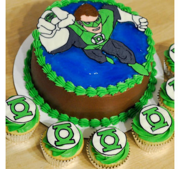 Торт и капкейки супергерой Зеленый Фонарь