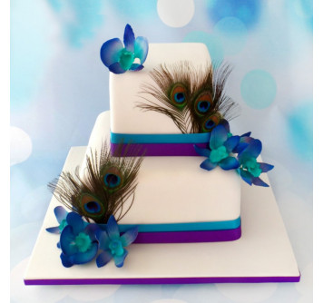 Свадебный торт на тему «Павлины»