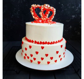 Торт свадебный двухъярусный сердце