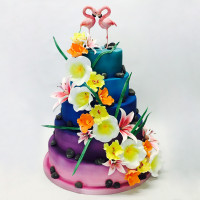 Свадебный торт «Влюбленные фламинго»