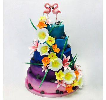 Свадебный торт «Влюбленные фламинго»