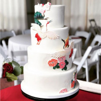 Свадебный торт с журавлями